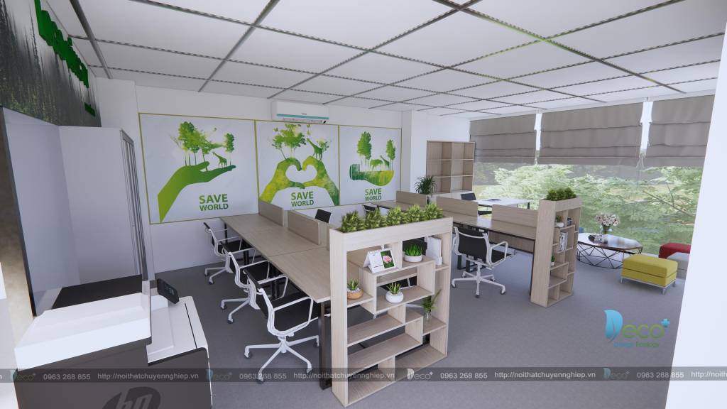 Nội thất văn phòng chuyên nghiệp - Văn phòng với không gian xanh ấn tượng